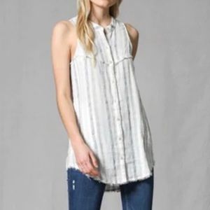 fate 100%‎ linen stripe sleevelees shirt